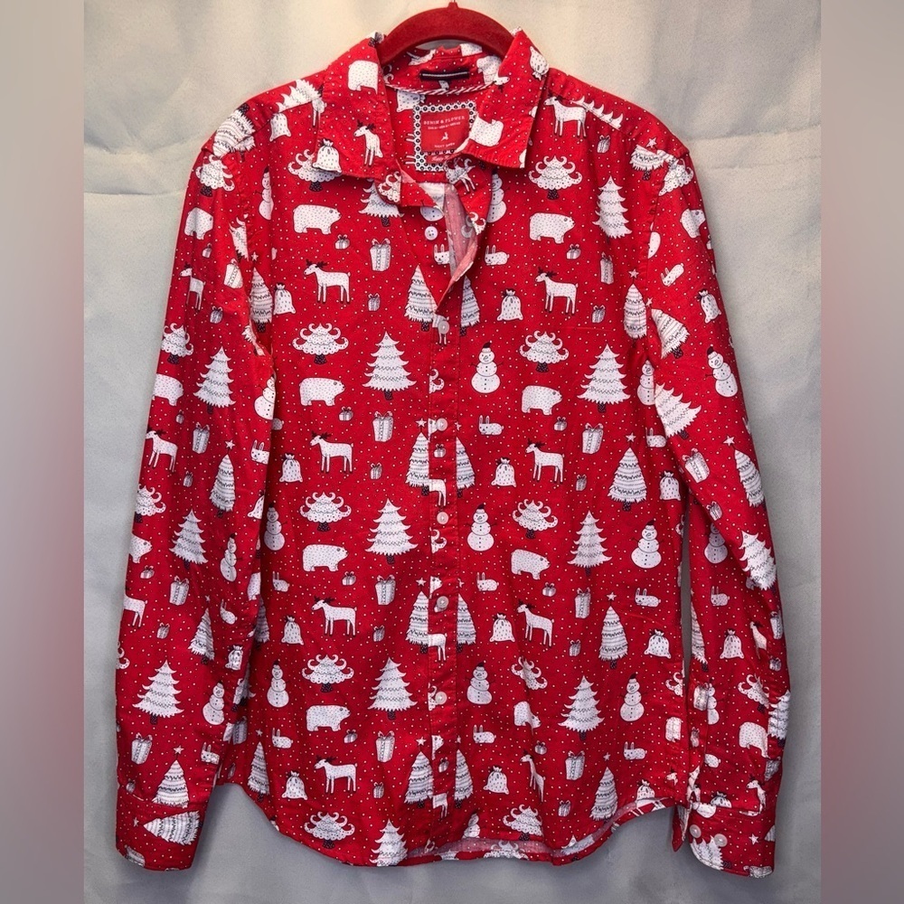 Denim & Flower Ricky Singh Men's Christmas Long Sleeve Button Down Shirt Medium